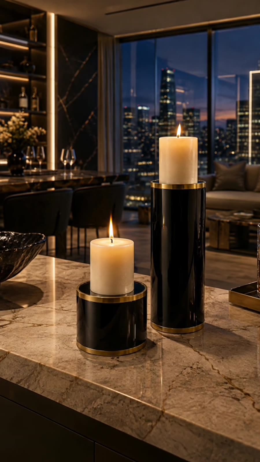 Late, on a marble bar
